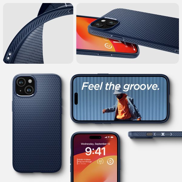 Spigen iPhone 15 Skal Liquid Air Navy Blue
