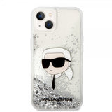 Karl Lagerfeld iPhone 15 Skal Liquid Glitter NFT Karl Silver