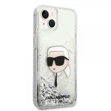 Karl Lagerfeld iPhone 15 Skal Liquid Glitter NFT Karl Silver