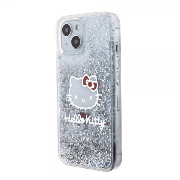 Hello Kitty iPhone 15 Skal Liquid Glitter Translucent