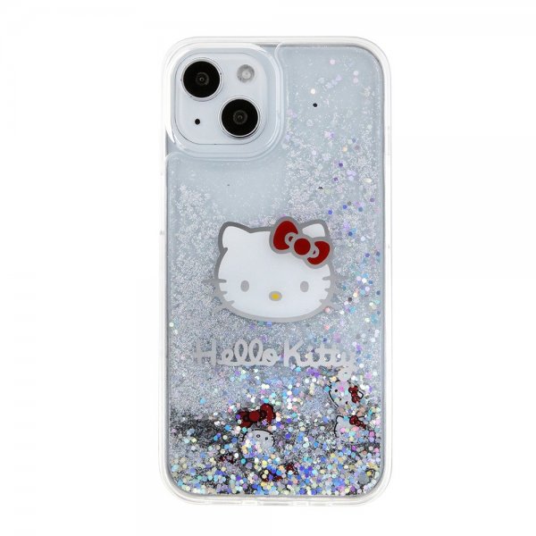 Hello Kitty iPhone 15 Skal Liquid Glitter Translucent