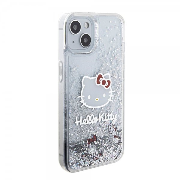 Hello Kitty iPhone 15 Skal Liquid Glitter Translucent