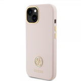 Guess iPhone 15 Skal Liquid Silicone Metal Logo Rosa