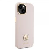 Guess iPhone 15 Skal Liquid Silicone Metal Logo Rosa