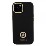 Guess iPhone 15 Skal Liquid Silicone Metal Logo Svart