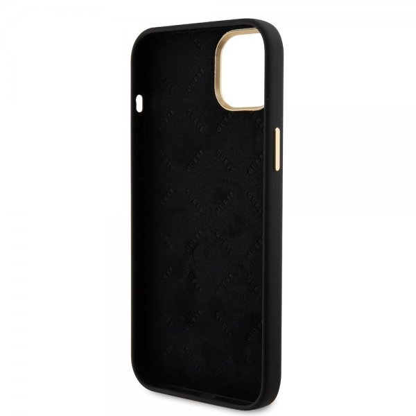 Guess iPhone 15 Skal Liquid Silicone Metal Logo Svart