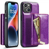 Dg.Ming iPhone 15 Skal M3 Series Löstagbar Korthållare Glitter Lila