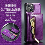 Dg.Ming iPhone 15 Skal M3 Series Löstagbar Korthållare Glitter Lila
