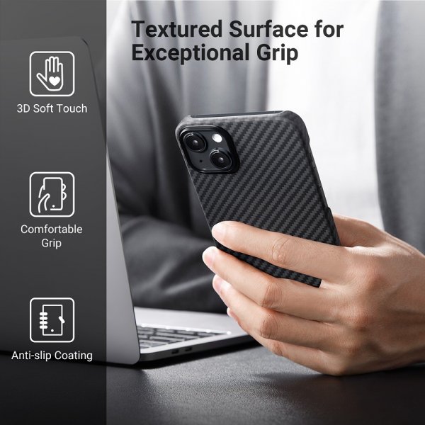 Pitaka iPhone 15 Skal MagEZ Case 4 Black/Grey Twill