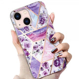 iPhone 15 Skal Marmormönster Blommor Lila