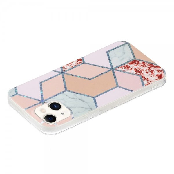 iPhone 15 Skal Marmormönster Röd Rosa