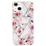 iPhone 15 Skal Marmormönster Rosor Rosa