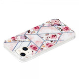 iPhone 15 Skal Marmormönster Rosor Rosa