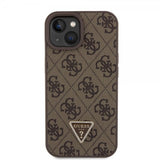 Guess iPhone 15 Skal Metal Logo Strass Crossbody Strap Brun