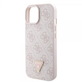Guess iPhone 15 Skal Metal Logo Strass Crossbody Strap Rosa