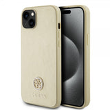 Guess iPhone 15 Skal Metal Logo Strass Guld