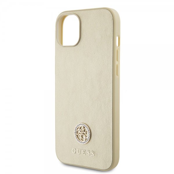 Guess iPhone 15 Skal Metal Logo Strass Guld