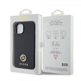 Guess iPhone 15 Skal Metal Logo Strass Svart