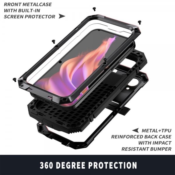 R-JUST iPhone 15 Skal Metall Stöttåligt Svart
