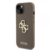 Guess iPhone 15 Skal Perforated Glitter Brun