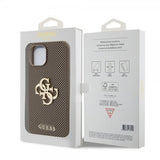 Guess iPhone 15 Skal Perforated Glitter Brun