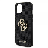 Guess iPhone 15 Skal Perforated Glitter Svart