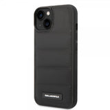 Karl Lagerfeld iPhone 15 Skal Quilted Nylon Puffy Case Logo Plate Svart