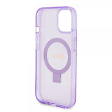 Guess iPhone 15 Skal Ring Stand Glitter MagSafe Lila