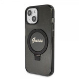 Guess iPhone 15 Skal Ring Stand Glitter MagSafe Svart
