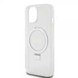 Guess iPhone 15 Skal Ring Stand Glitter MagSafe Transparent