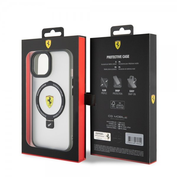 Ferrari iPhone 15 Skal Ring Stand MagSafe Svart