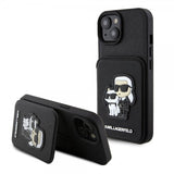 Karl Lagerfeld iPhone 15 Skal Saffiano Card Slots & Stand Svart