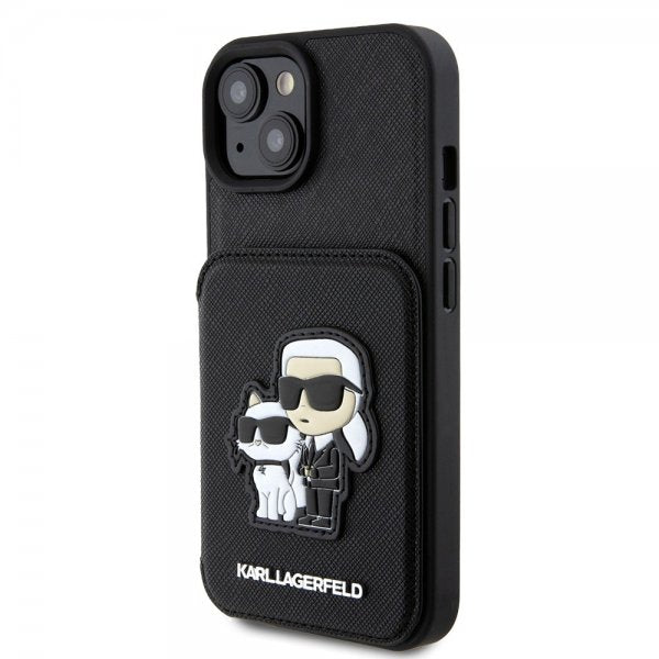Karl Lagerfeld iPhone 15 Skal Saffiano Card Slots & Stand Svart