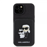 Karl Lagerfeld iPhone 15 Skal Saffiano Card Slots & Stand Svart