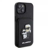 Karl Lagerfeld iPhone 15 Skal Saffiano Card Slots & Stand Svart