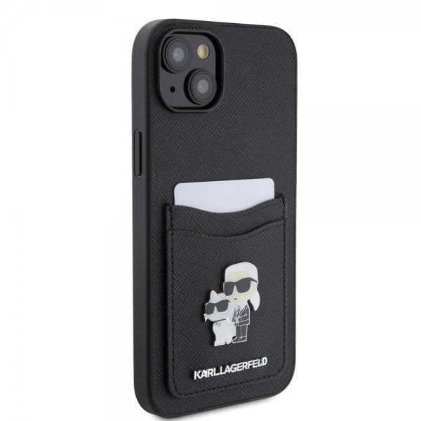 Karl Lagerfeld iPhone 15 Skal Saffiano Double Cardslot Svart