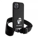 Karl Lagerfeld iPhone 15 Skal Saffiano Karl & Choupette Crossbody Svart