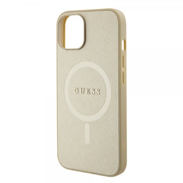 Guess iPhone 15 Skal Saffiano MagSafe Beige
