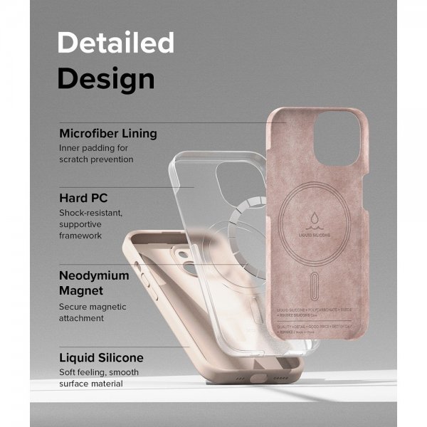 Ringke iPhone 15 Skal Silicone Magnetic Pink Sand