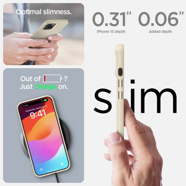 Spigen iPhone 15 Skal Thin Fit Mute Beige