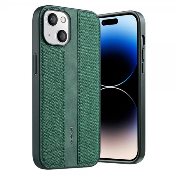 X-Level iPhone 15 Skal Tygtextur Grön