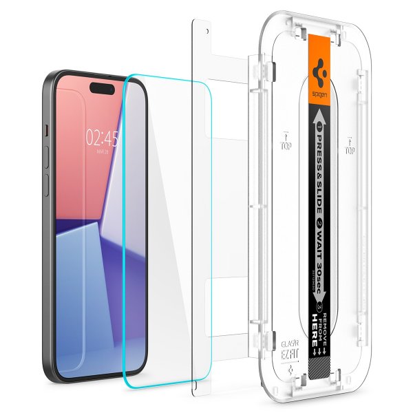 Spigen iPhone 15/iPhone 16 Skärmskydd GLAS.tR EZ Fit 2-pack