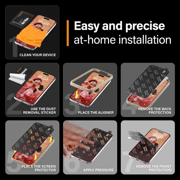 PanzerGlass iPhone 15 Skärmskydd Ultra-Wide Fit Privacy EasyAligner