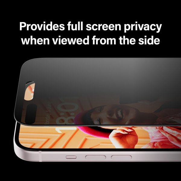 PanzerGlass iPhone 15 Skärmskydd Ultra-Wide Fit Privacy EasyAligner