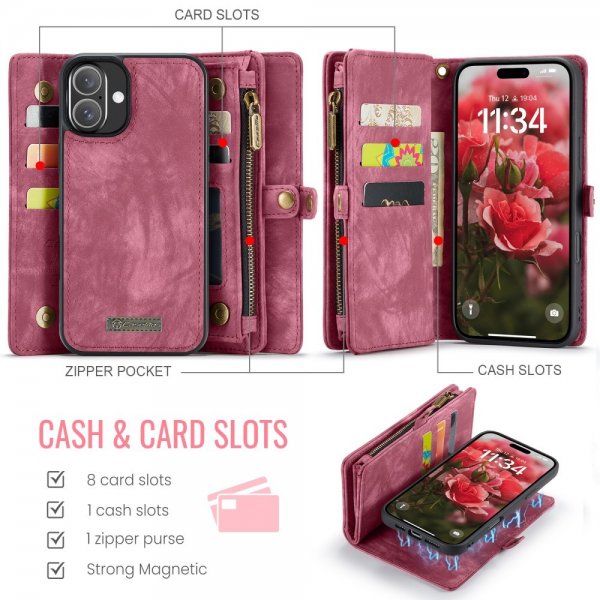 CaseMe iPhone 16 Fodral 008 Series Löstagbart Skal Röd