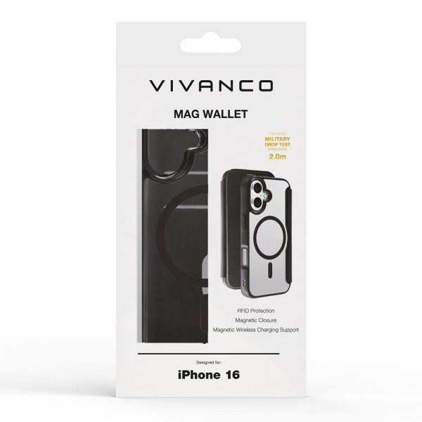 Vivanco iPhone 16 Fodral Mag Wallet Svart