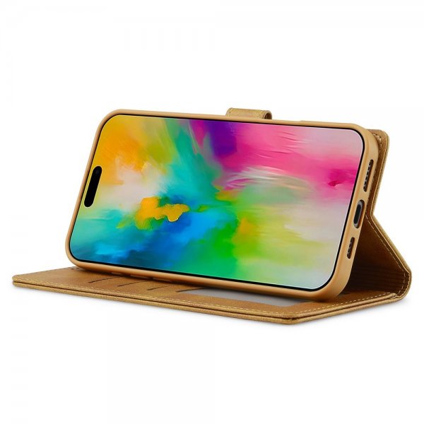 Lc.Imeeke iPhone 16 Fodral med Kortfack Stativfunktion Ljusbrun