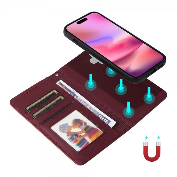 Betopnice iPhone 16 Fodral med Löstagbart Skal 005 Röd