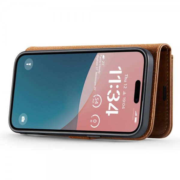 Dg.Ming iPhone 16 Fodral med Löstagbart Skal Brun