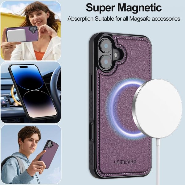 Lc.Imeeke iPhone 16 Fodral med Löstagbart Skal L2 Series MagSafe Lila